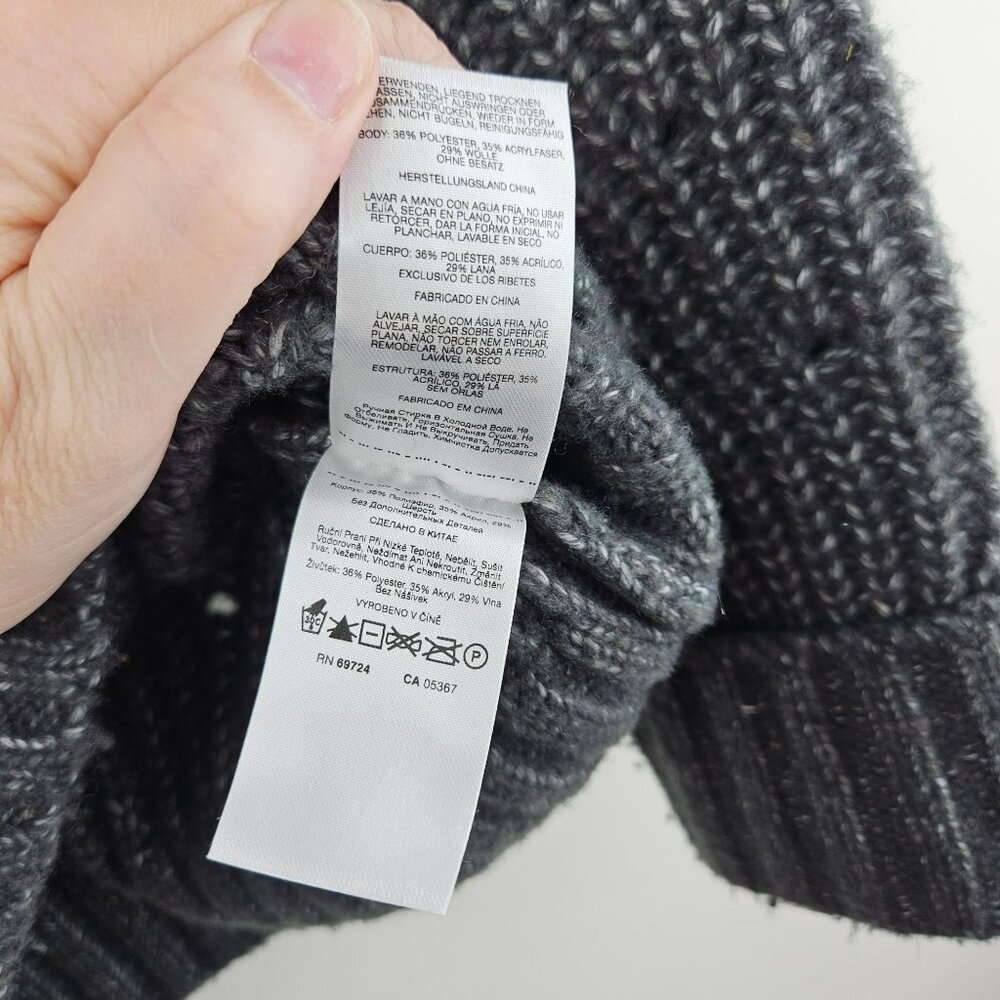 COLUMBIA Cable Knit Sweater Mens XS Oversized Fisherman Gray Wool Blend NICE - Picture 6 of 14